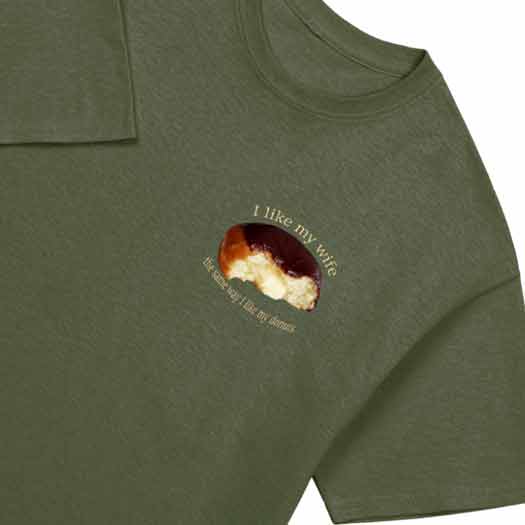 Donut wife innuendo shirt from Vixen games for men married to hotwives